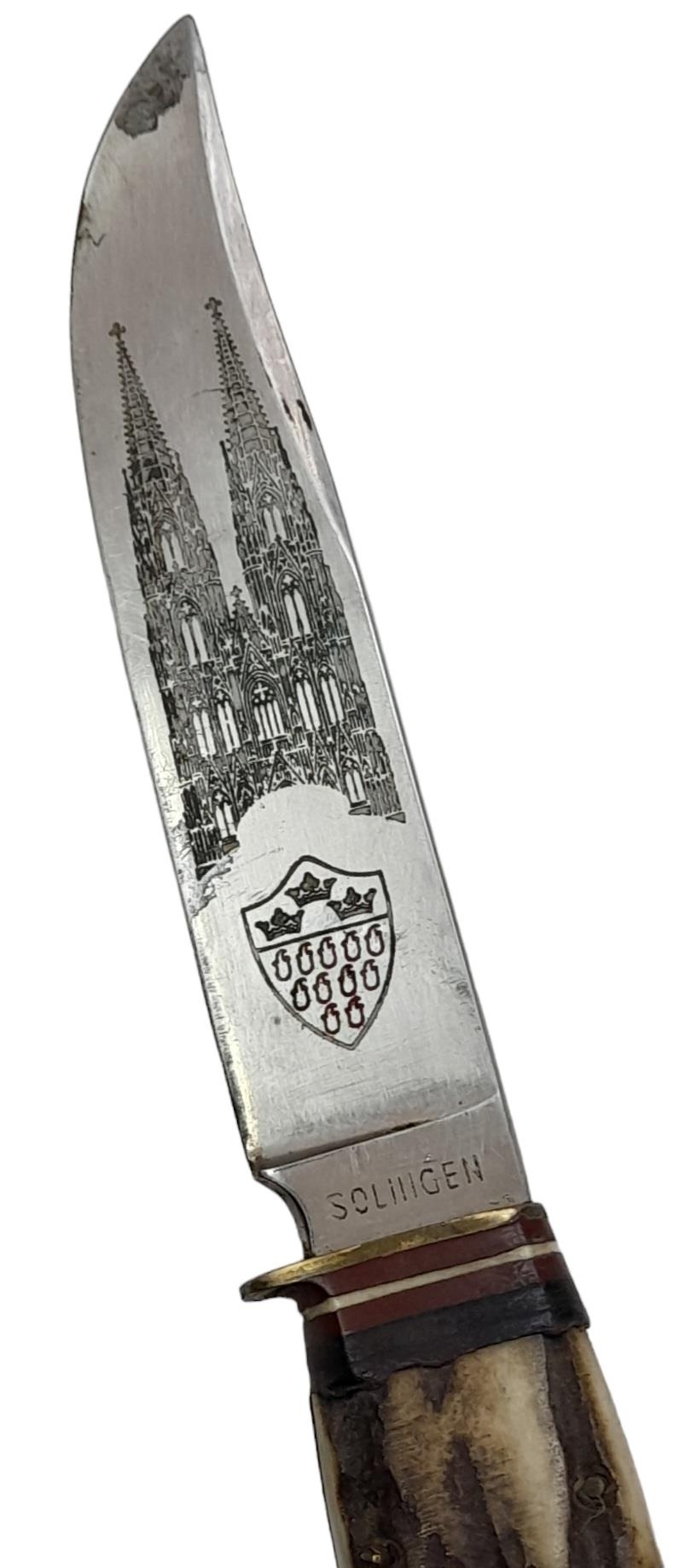 3rd Reich Hitler Youth Sheath Knife with acid etched blade dedicated to the 12th SS (Hitler Youth) - Image 2 of 5
