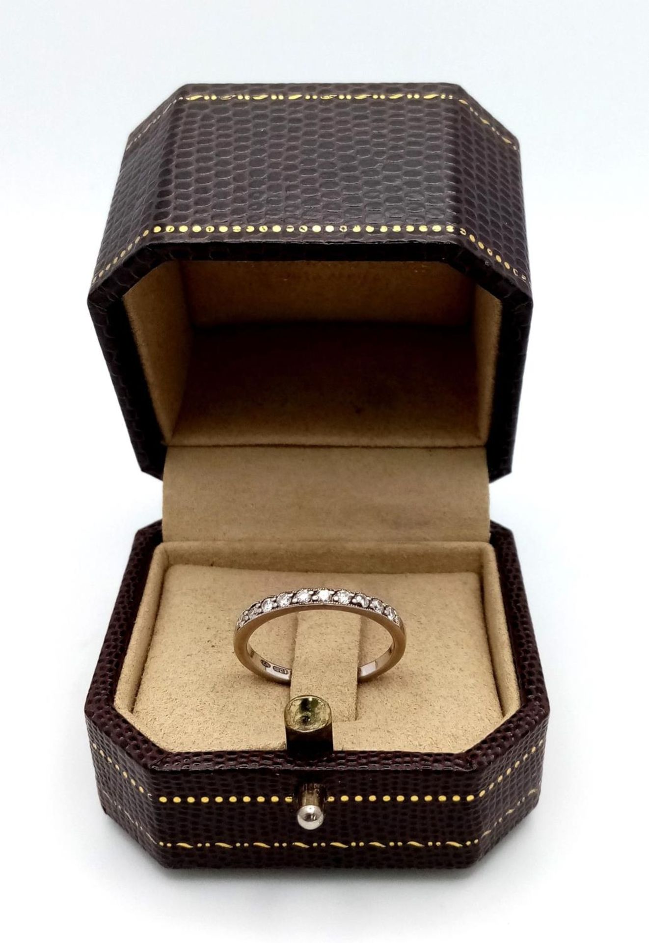 A Brown's Designer 18K White Gold and Diamond Half Eternity Ring. Size M. Comes with a Browns box. - Image 6 of 6