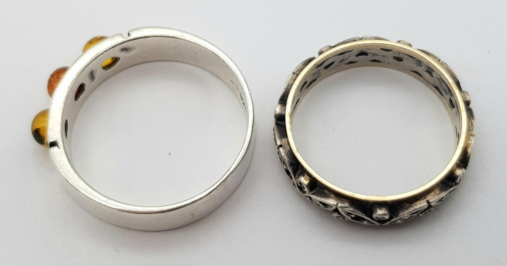 Two Different Style 925 Silver Rings. Size L and P. - Image 2 of 4