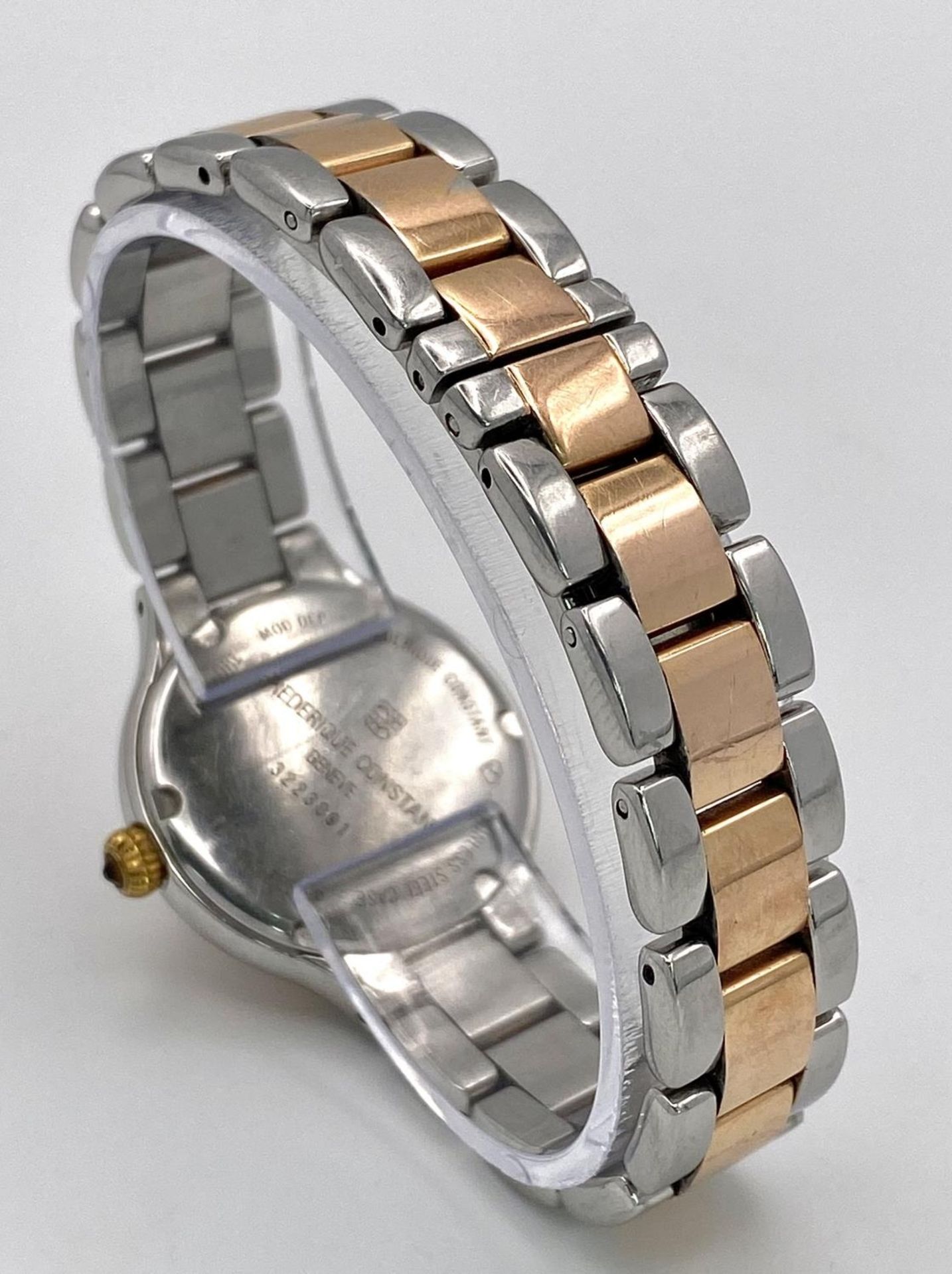 A Frederique Constant Quartz Ladies Watch. Two tone bracelet and case - 28mm. White stone set - Image 5 of 7
