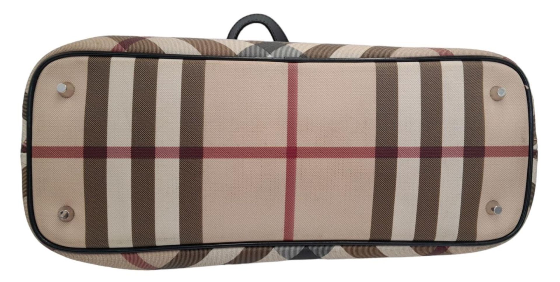 A Burberry Beige Check Nova Bag. Coated canvas exterior with leather trim, two leather straps, - Image 6 of 13