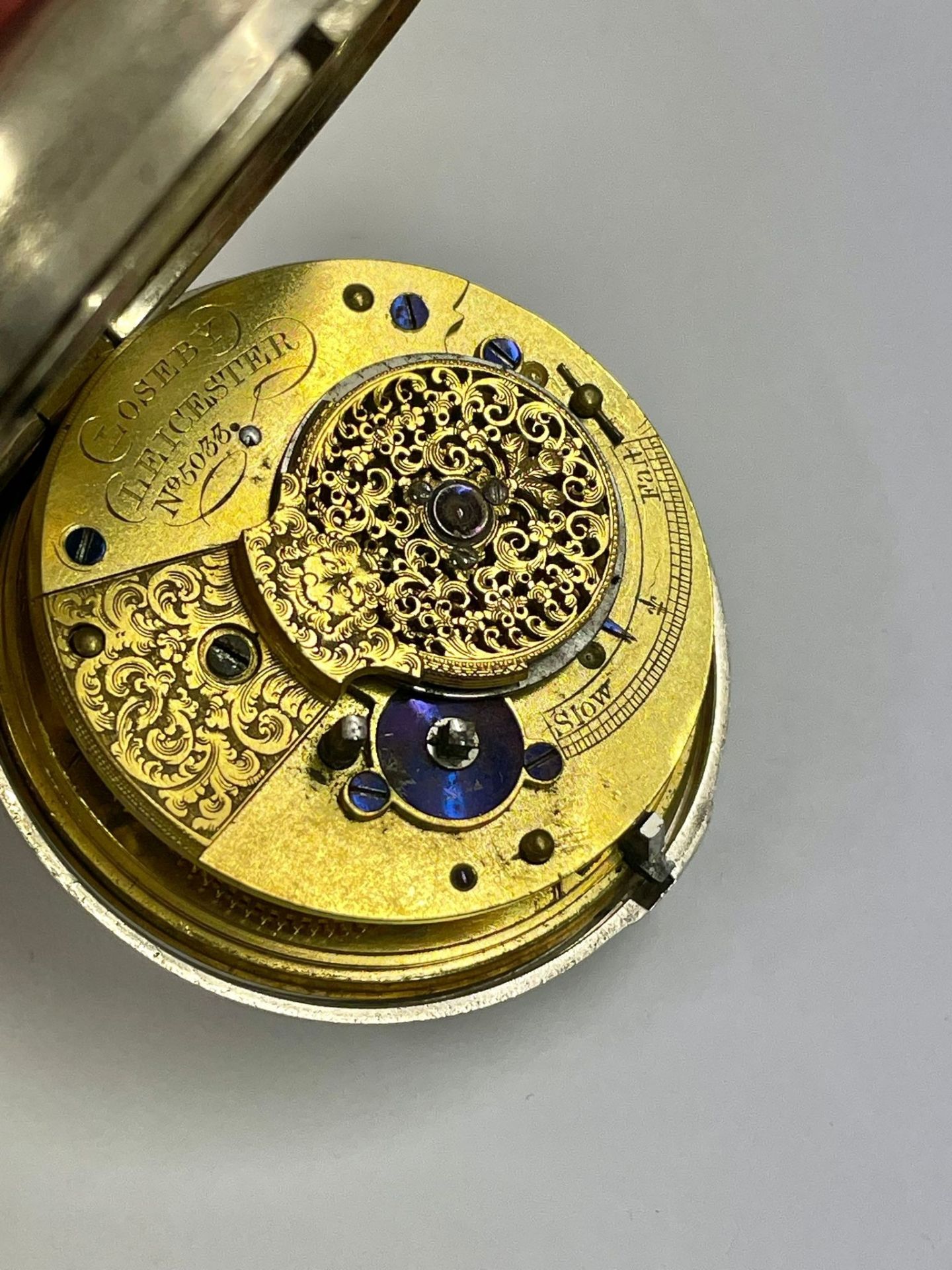 An Antique silver verge fusee pocket watch, as found. - Image 3 of 4