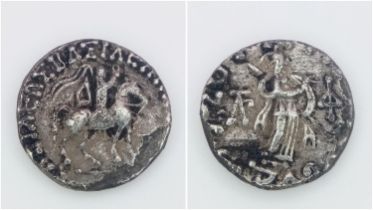 An Ancient Greek Coin - Bactrian and Indo-Scyth. Circa- 35BC - 5AD.