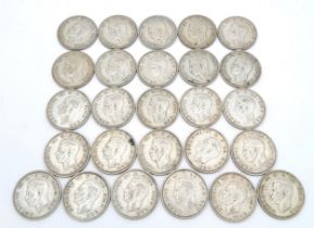 A Parcel of 26 WW2 Dated Pre-1947 Silver Shillings. Comprising 5 x 1942, 5 x 1943, 7 x 1944 & 9 x