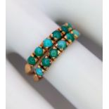 A 14ct Yellow Gold (tested as) Turquoise Stacking Ring, size L, 2.6g total weight. ref: 1513I