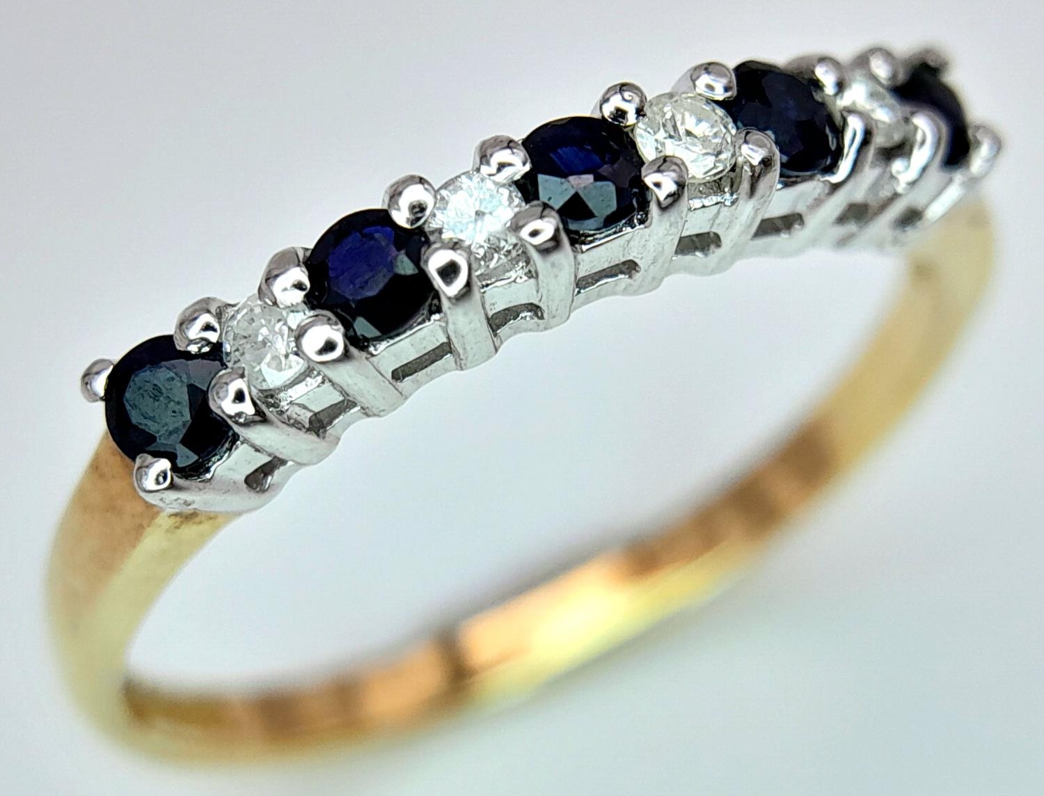 A 9K YELLOW GOLD DIAMOND & SAPPHIRE RING 1.4G SIZE M. ref: SPAS 9027 - Image 2 of 5