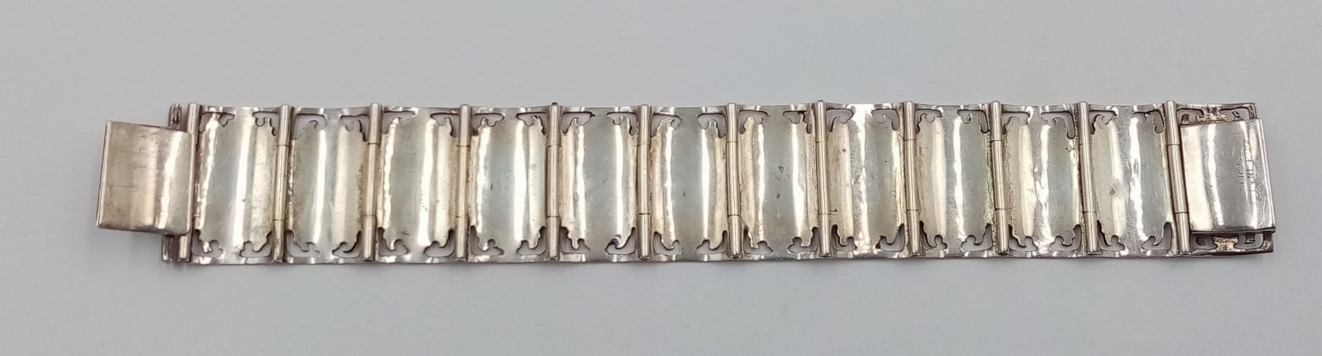 A SILVER FANCY LINK INDIAN GODS BRACELET. 17.8cm length, 32.9g total weight. Ref: SC 8071 - Image 6 of 10