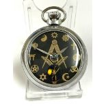 A Vintage Masonic pocket watch automaton ( rotating skull ). In working order.