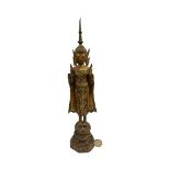 An Antique 18th / 19th century Thai gilt bronze Buddha in royal dress . 13 inch tall .