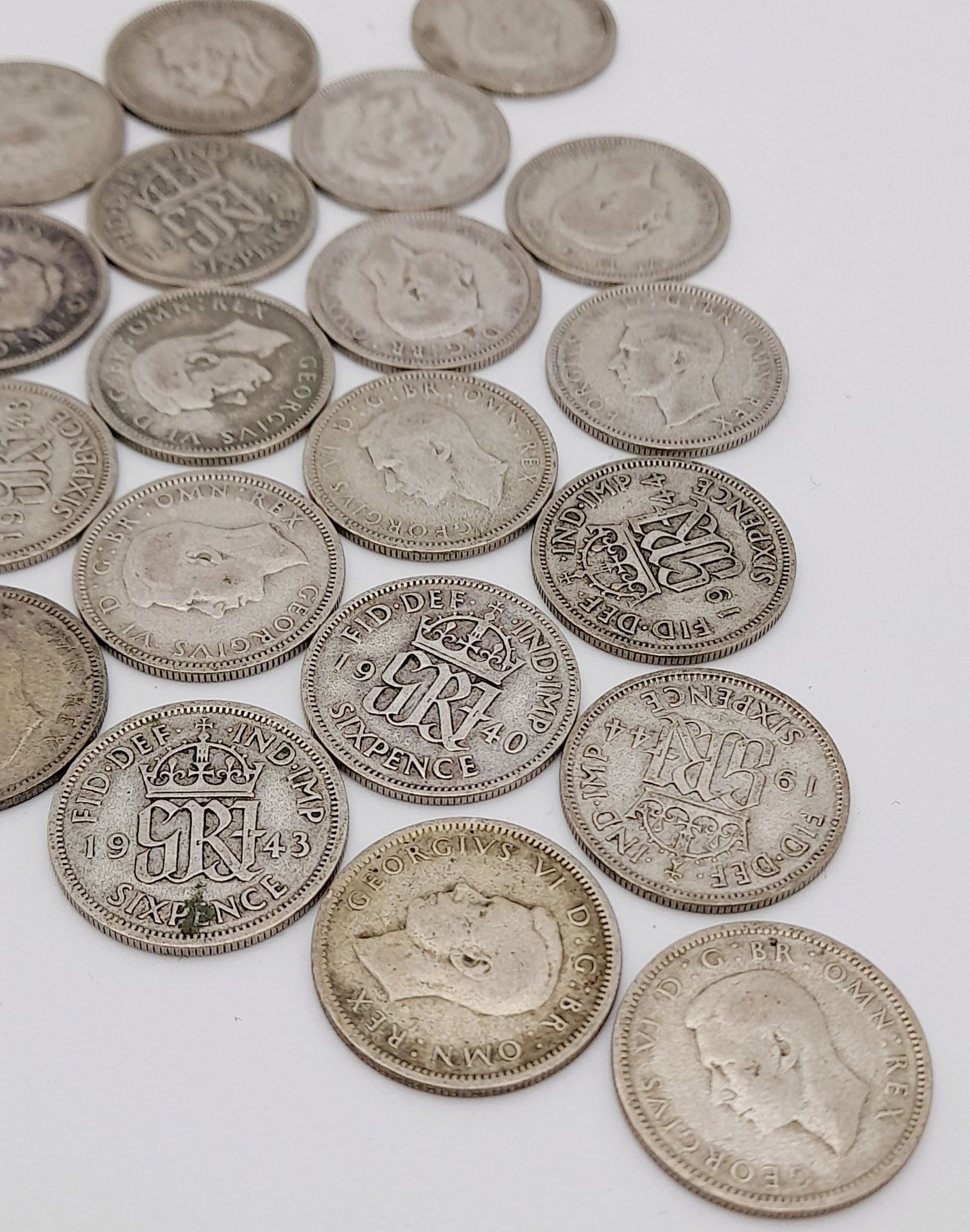A Parcel of Twenty Five Pre-1947 Silver Sixpences. WW2 and 1946 Dated. 71.49 Grams. - Image 3 of 5