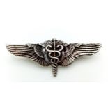 WW2 USAAF Stirling Silver Small Surgeons Wings. In Country Made in the Philippines.