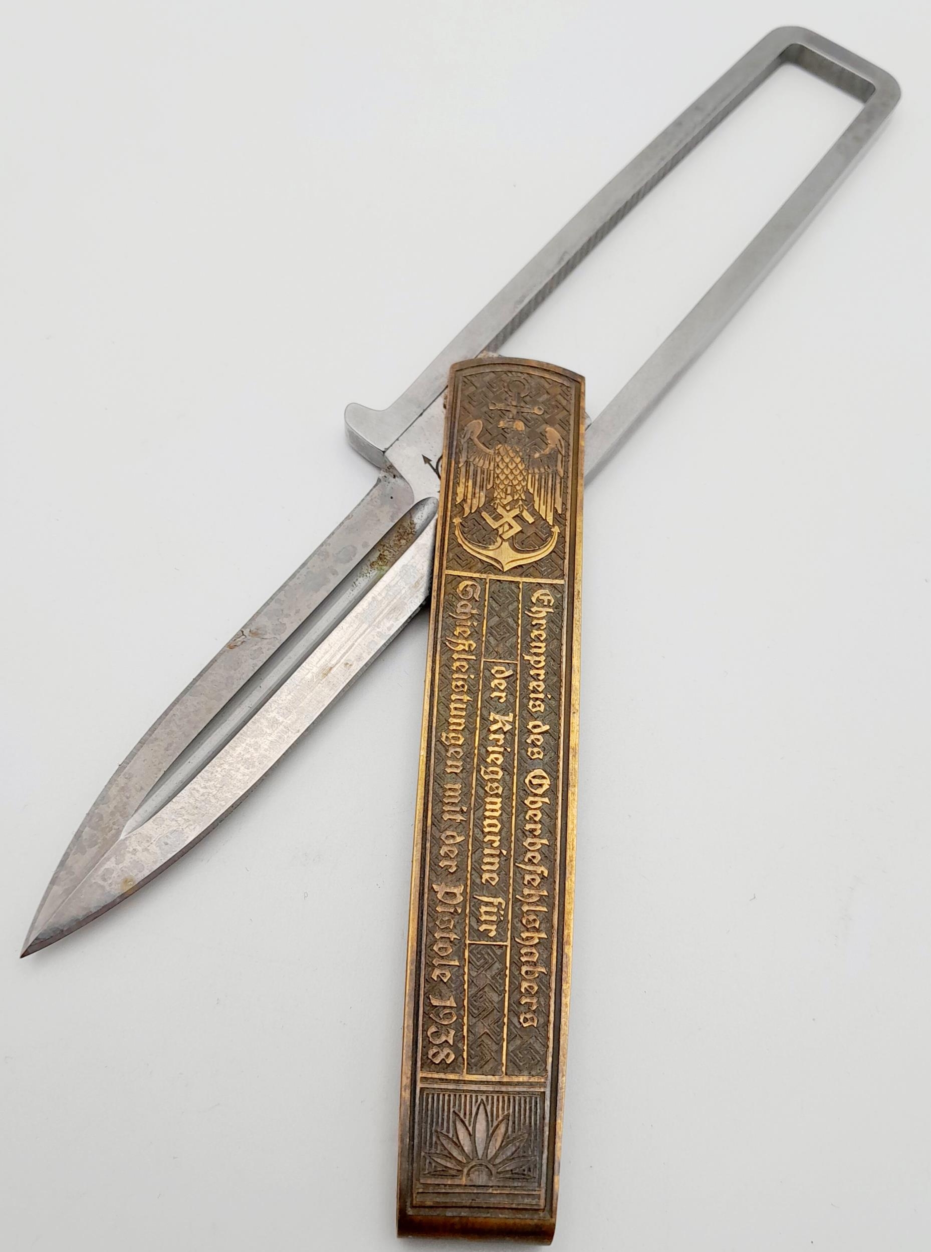 WW2 German Kriegsmarine Folding Knife Awarded for Pistol Shooting 1938.