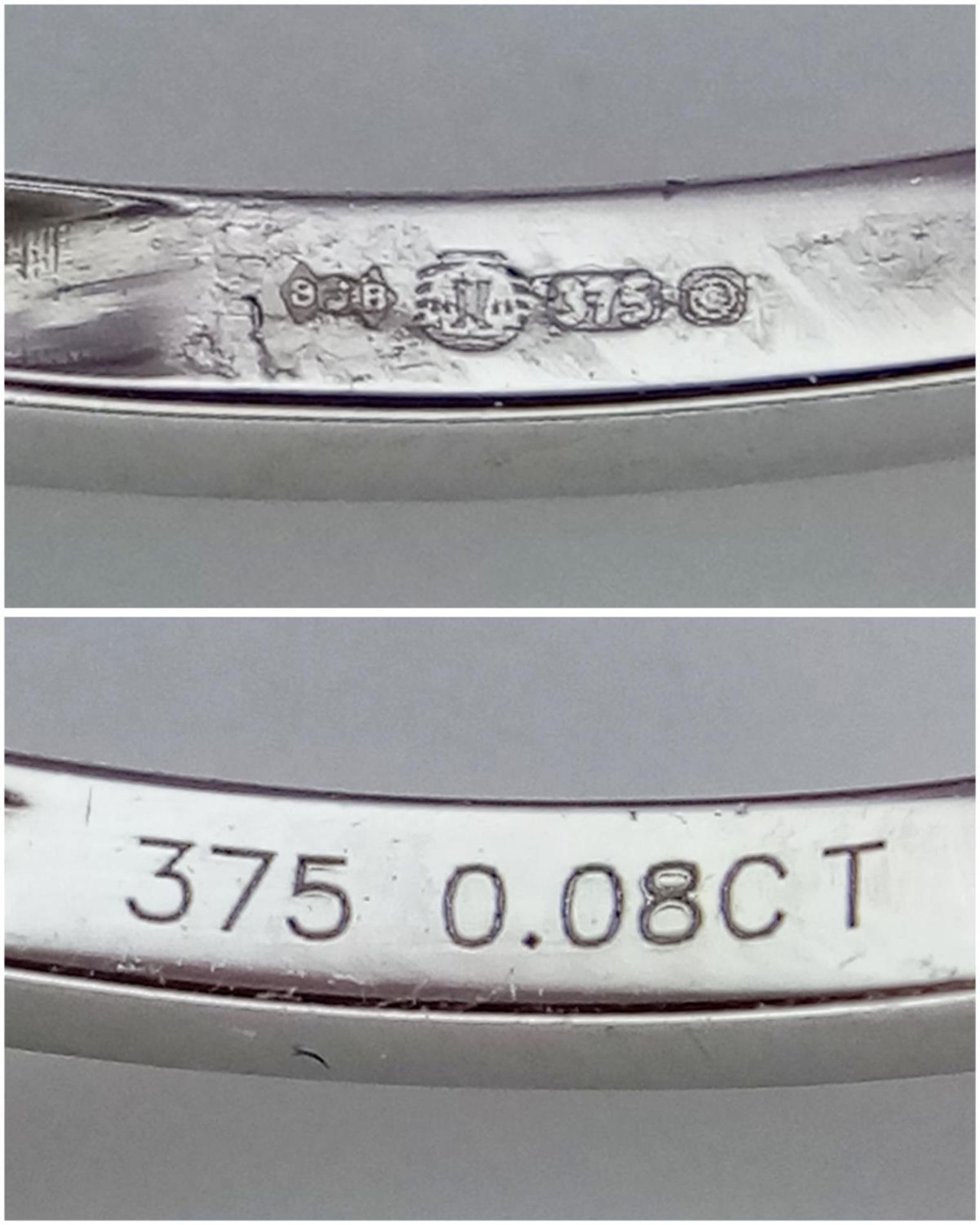 A 9K WHITE GOLD DIAMOND SET BAND RING 1.2G SIZE P. SC 9068 - Bild 5 aus 5