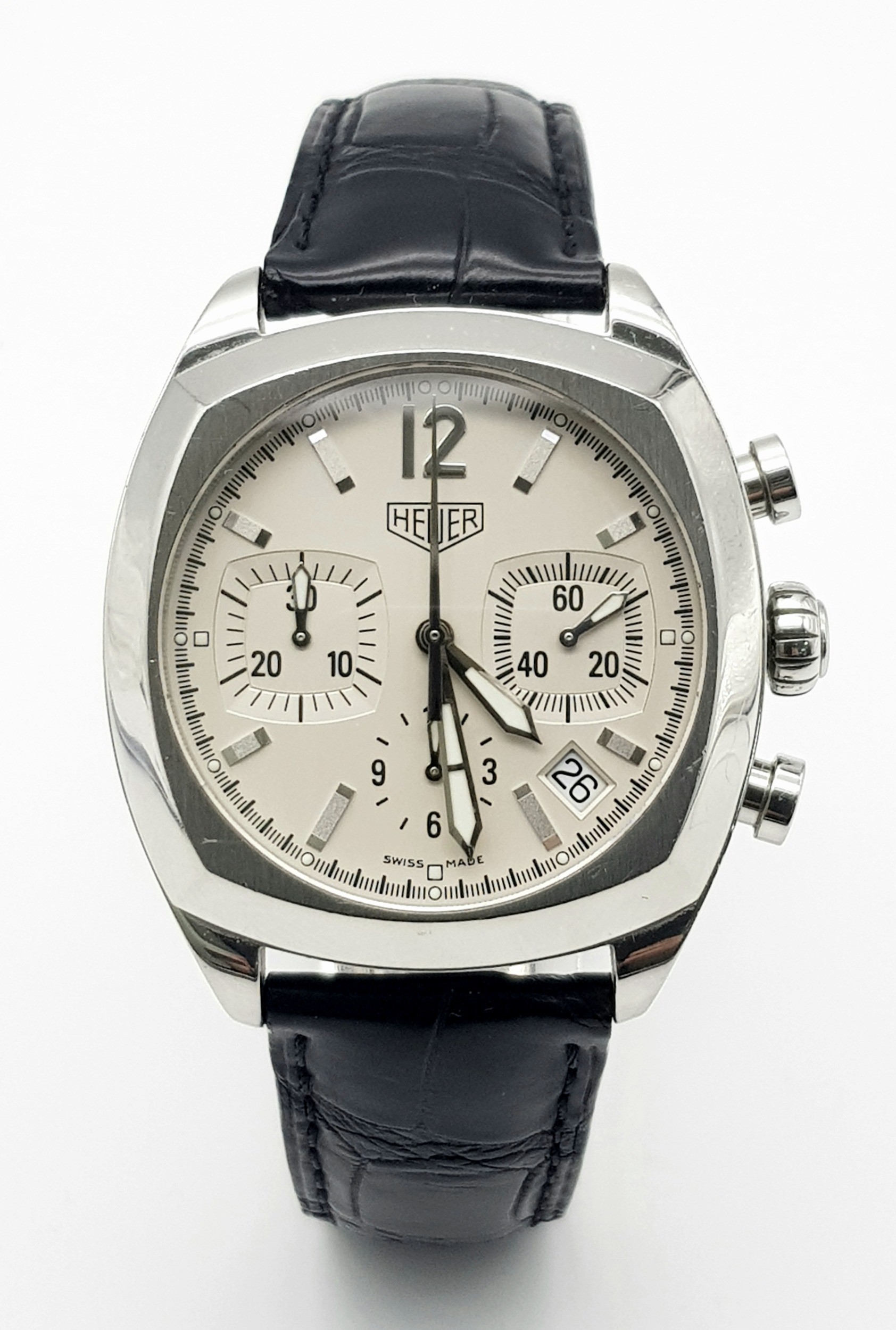 A Tag Heuer Monza Re-Edition Automatic Chronograph Watch. Model CR2111. Black Croc Leather Tag - Image 2 of 7