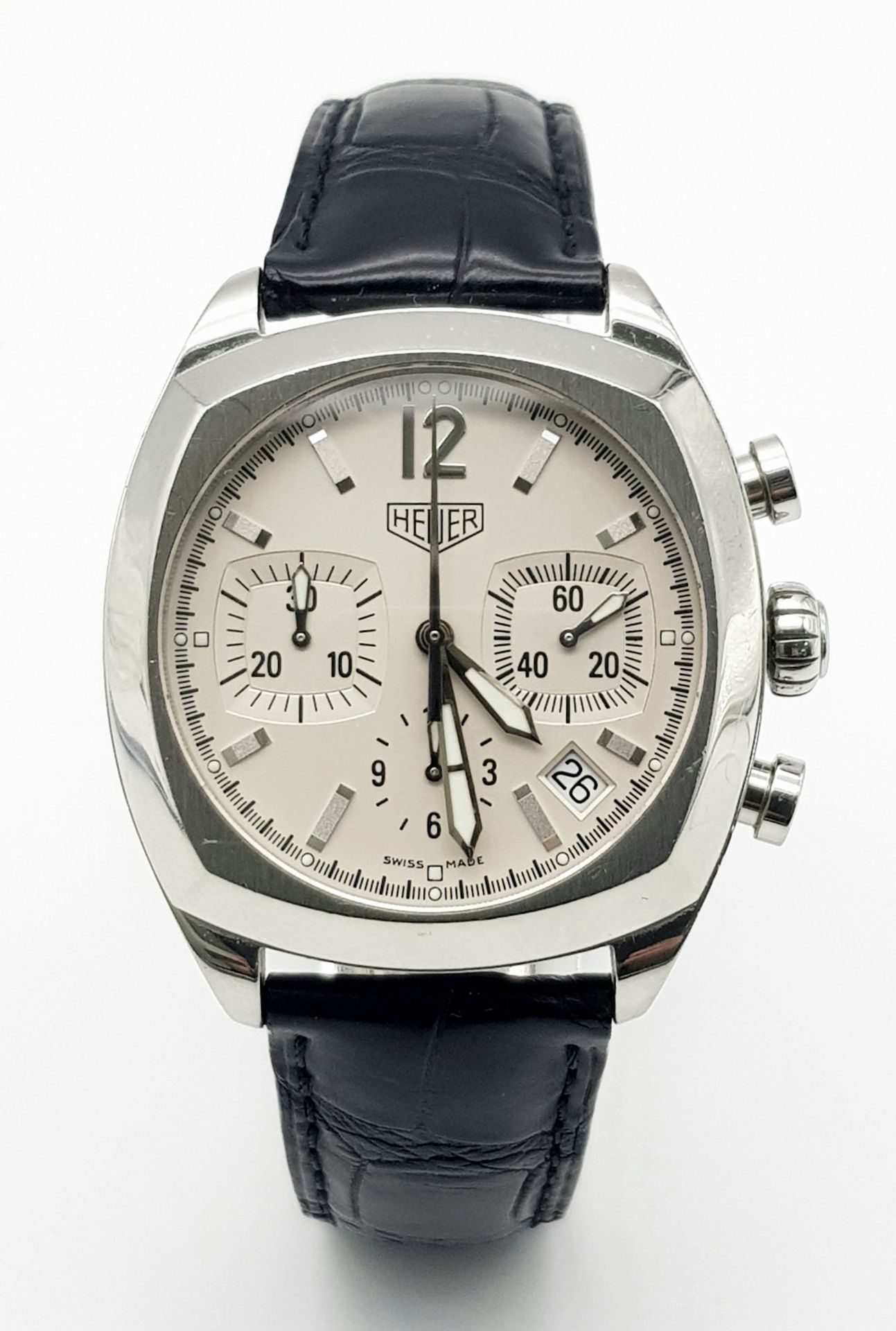 A Tag Heuer Monza Re-Edition Automatic Chronograph Watch. Model CR2111. Black Croc Leather Tag - Image 2 of 7