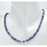 An 80ctw Single Strand Tanzanite Gemstone Necklace with 925 Silver Clasp. 44cm. Ref: Cd-1310