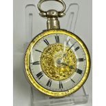 An Antique silver verge fusee pocket watch, as found.