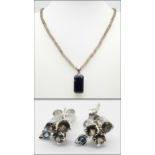 A Hand-Made Smoky Quartz Necklace, Pendant and Stud Earrings Set Made. 50ctw. W-16g. Ref: HV-2186