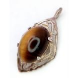 A Sterling Silver Tigers Eye Pendant, 12mmx18mm tiger eye, 5.1g total weight. ref: 8276H