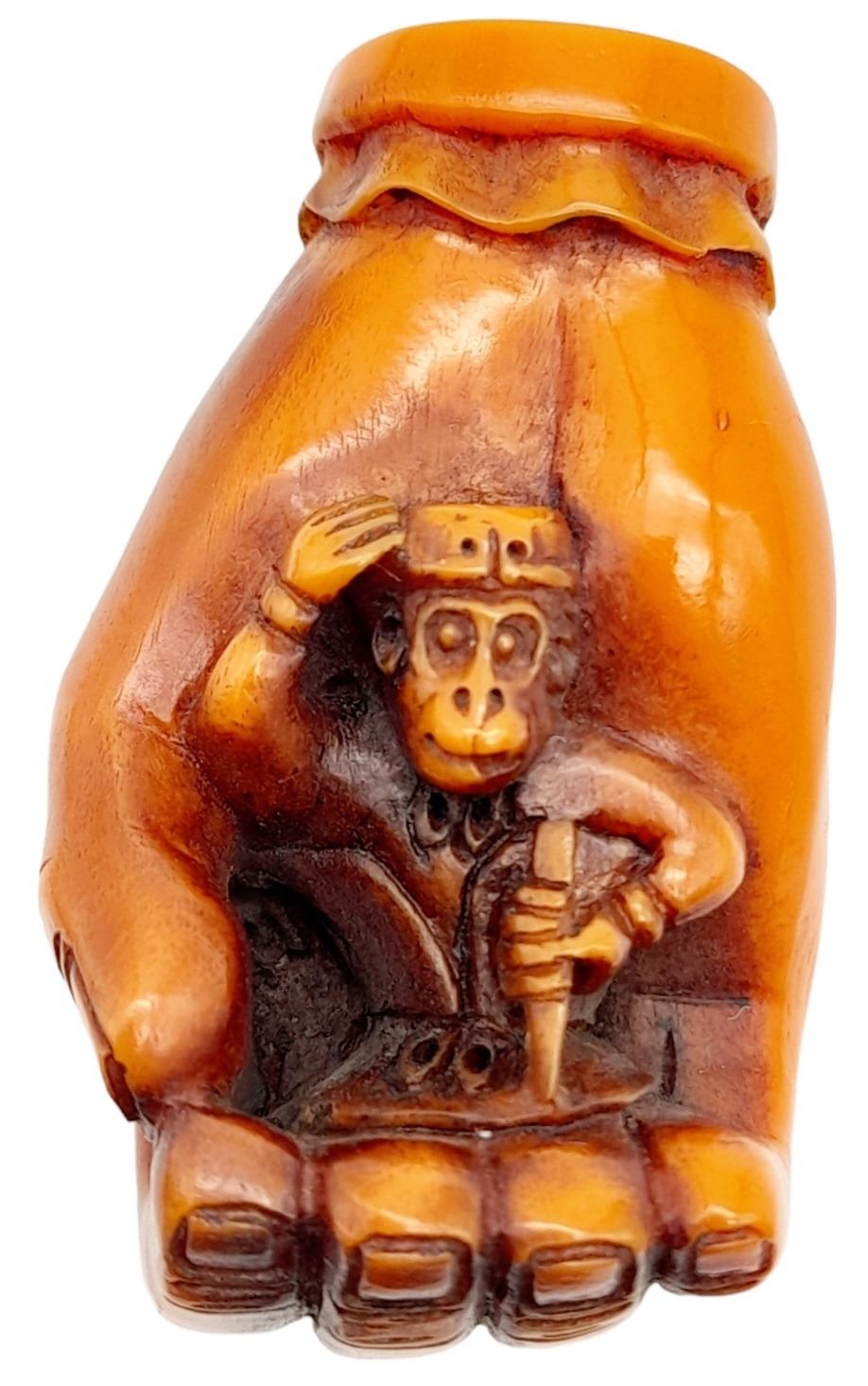 A Japanese Monkey Netsuke. Markings on base. 5cm - Image 2 of 5