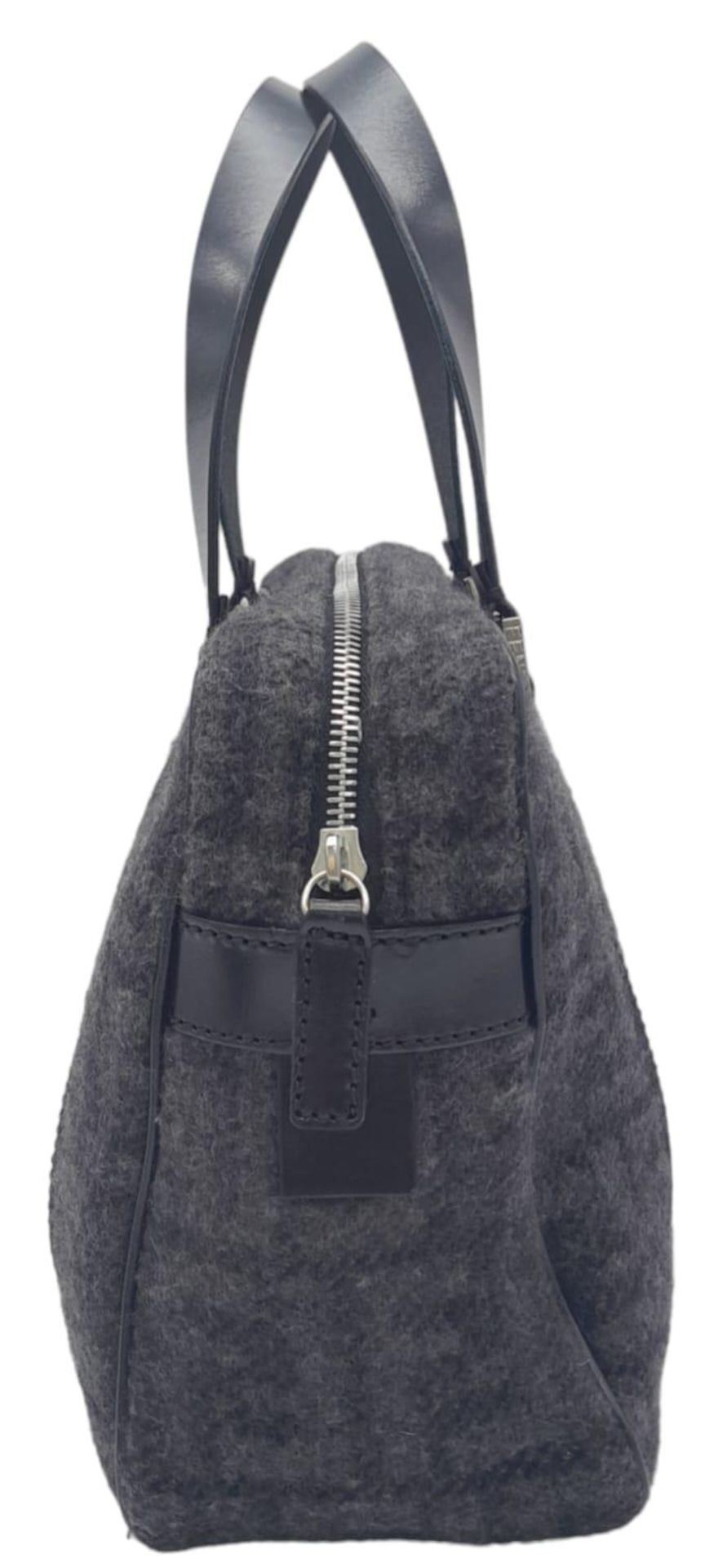 A Fendi Black and Charcoal Grey Bag. Textile exterior with black leather handles, silver-toned - Bild 2 aus 9