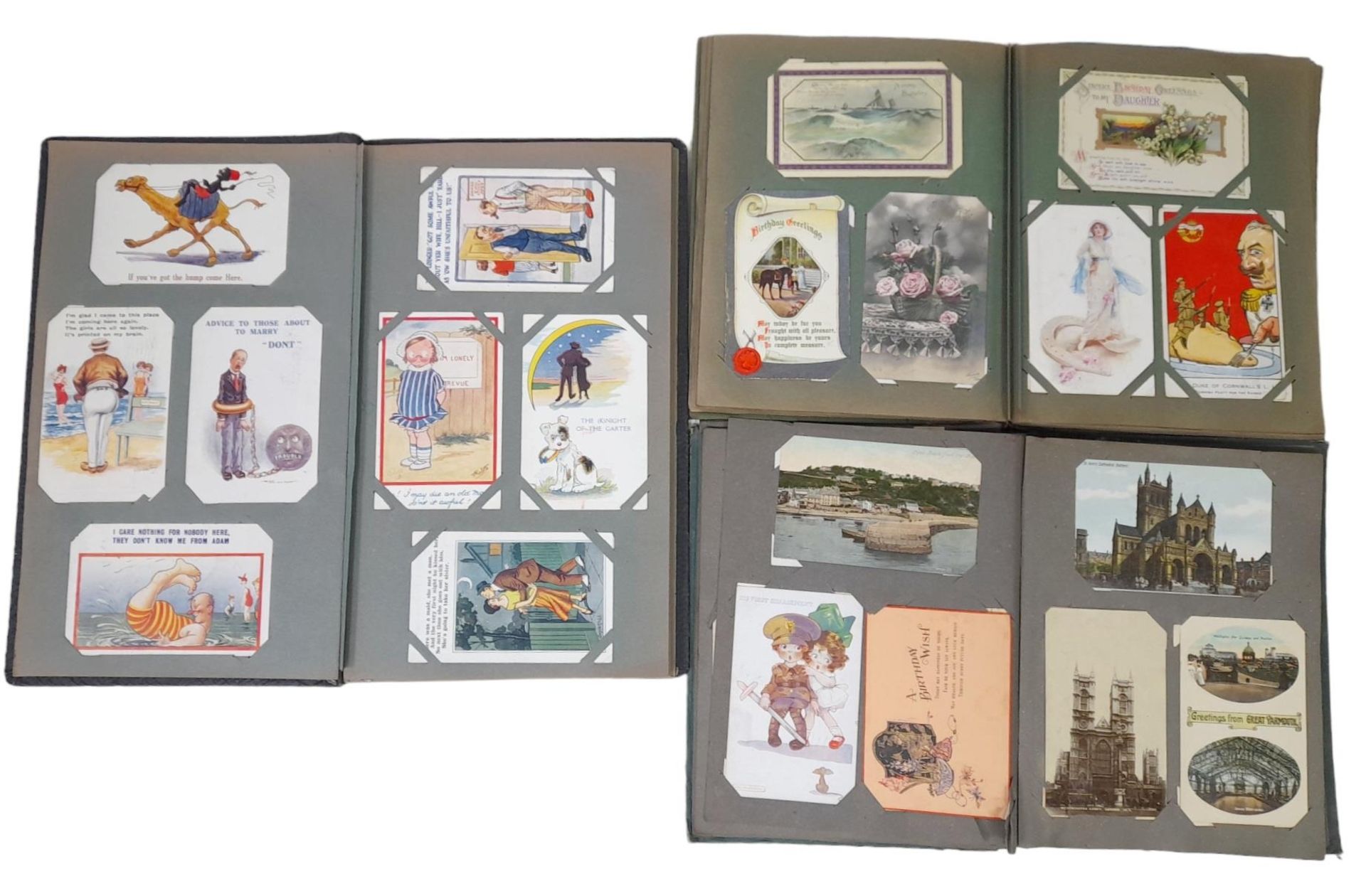 Three Albums of Antique Postcards. From architecture to humour. Over 400 pieces - some absolute rare - Bild 2 aus 5