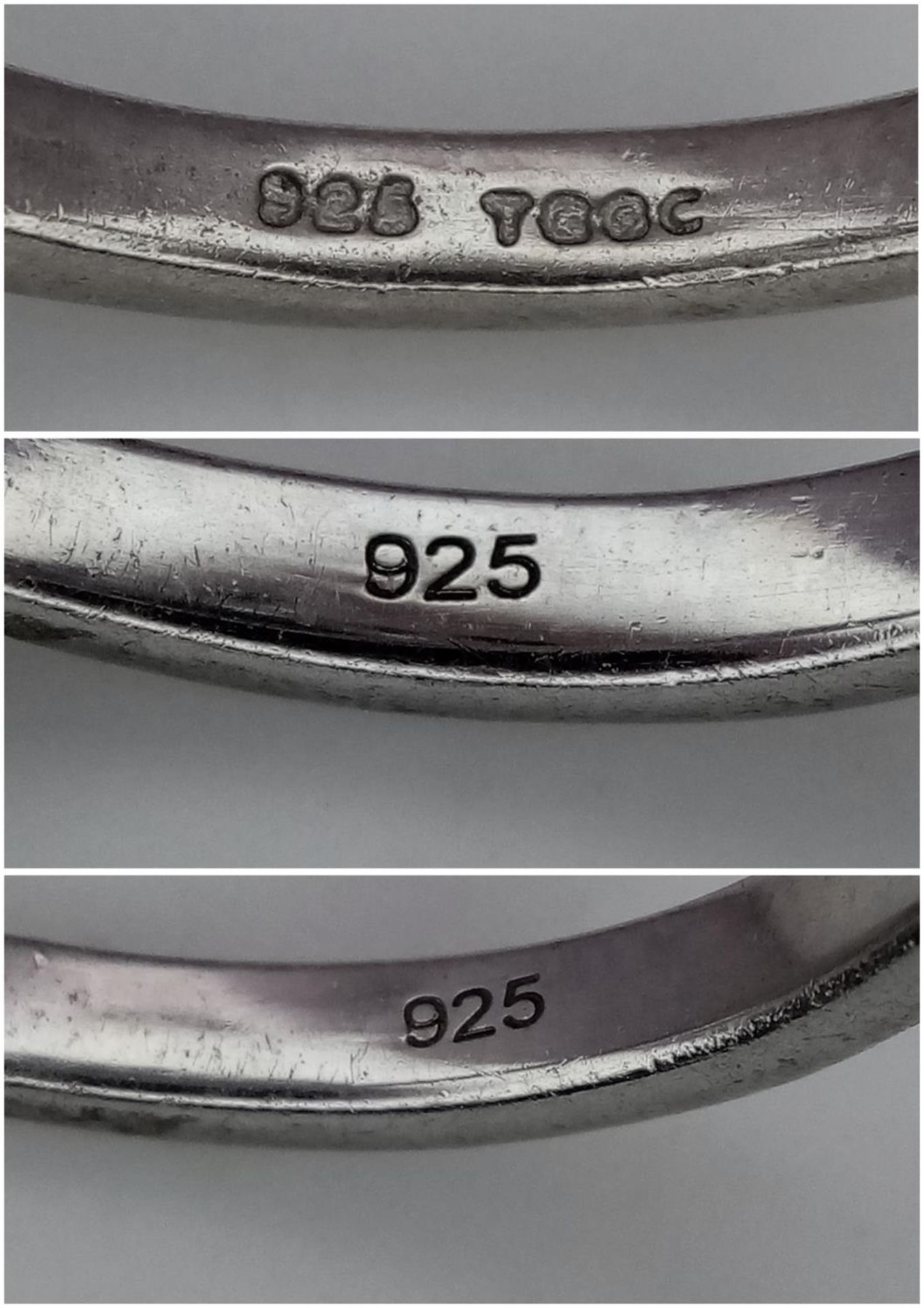 Three 925 Silver Different Style Stone Set Rings. Sizes: 2 X R, 1 x O. - Bild 4 aus 4