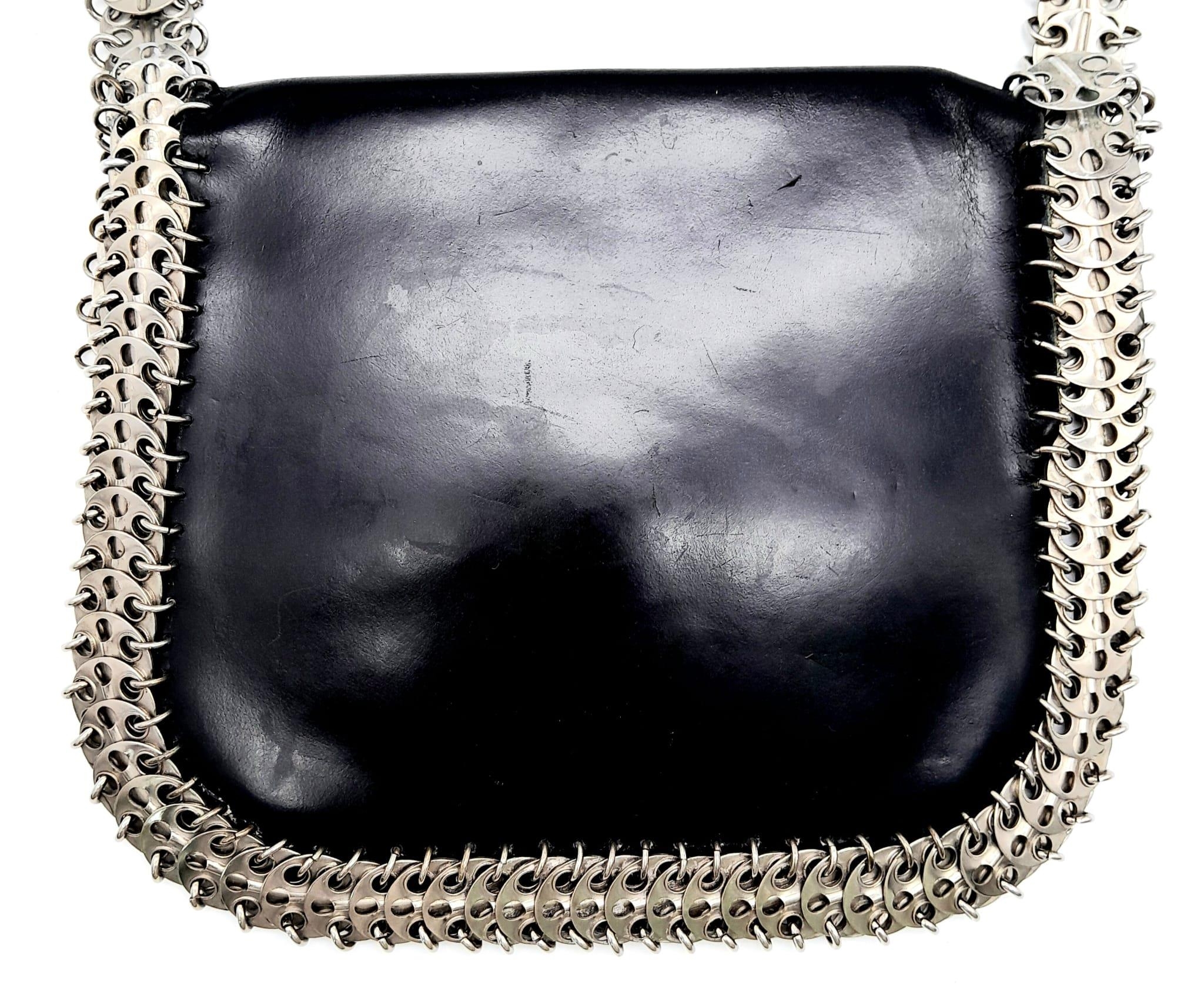 A Paco Rabanne Black 69 Chain Bag. Leather exterior with silver-toned perforated steel discs - Image 2 of 8