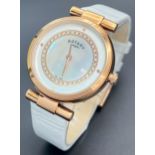 An Ex Display Ladies Rose Gold-Toned, Clear Stone Set Watch by Rotary. New Battery Fitted April