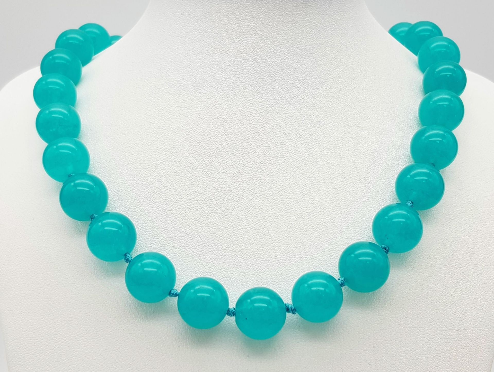 A Sky Blue Chalcedony Beaded Necklace. Perfect for when the Sun finally comes out! 14mm beads.