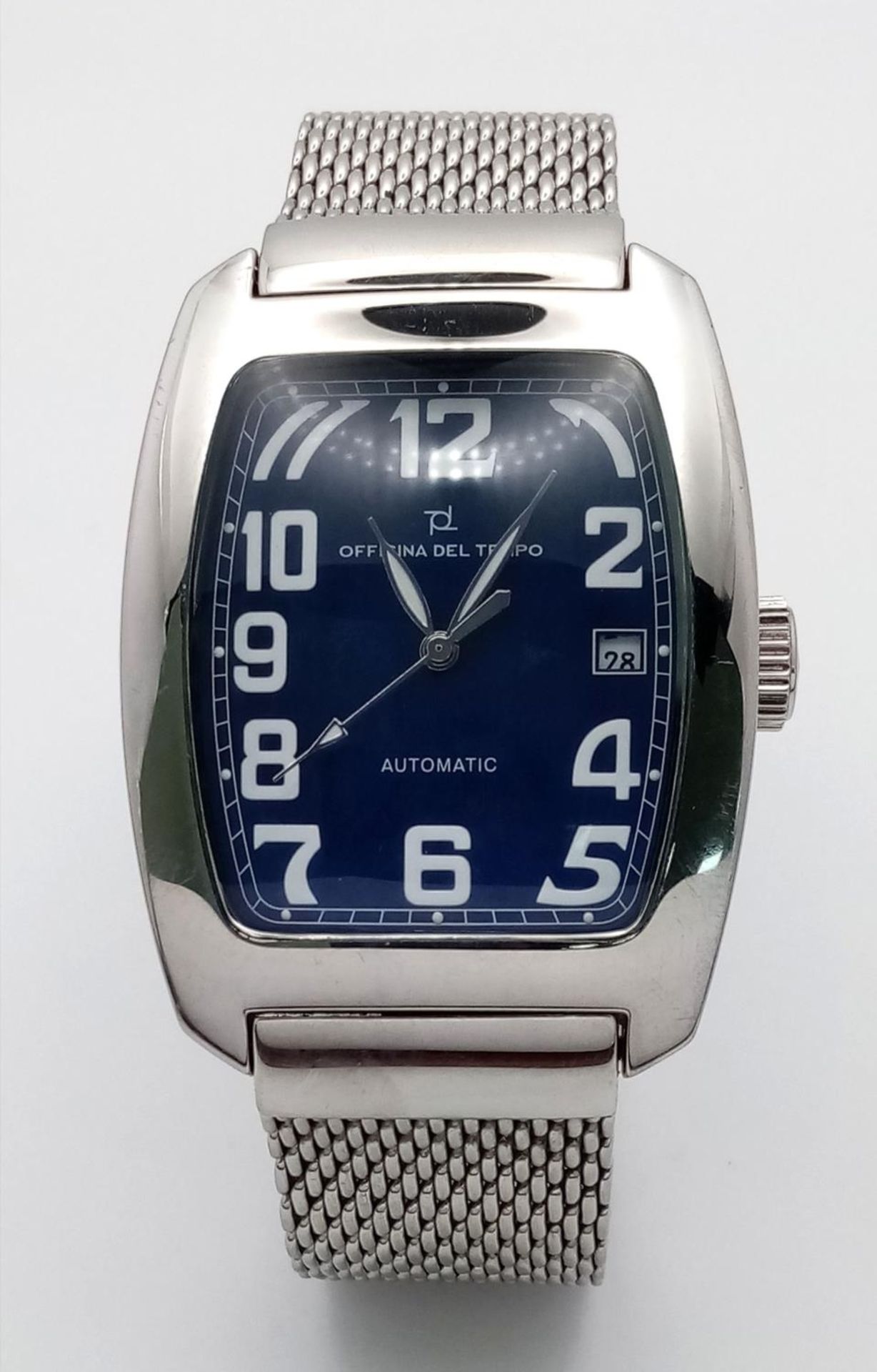 An Officina Del Tempo Automatic Gents Watch. Stainless steel bracelet and case - 38mm. Blue dial - Image 2 of 7