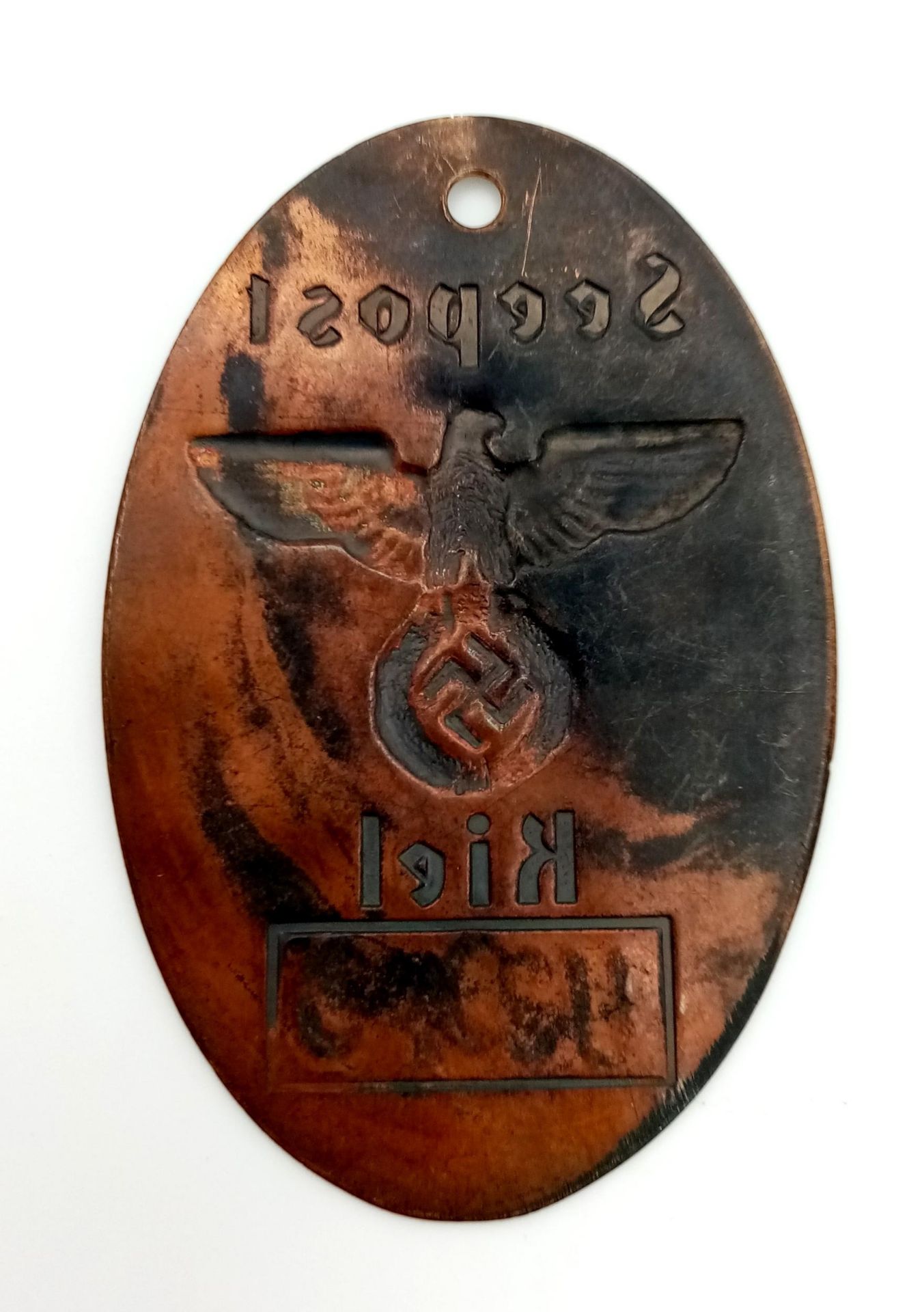 WW2 German Kriegsmarine Mail Sack Tag for the U-3040. The U-3040 was scuttled in Kiel on the 3rd May - Image 3 of 3