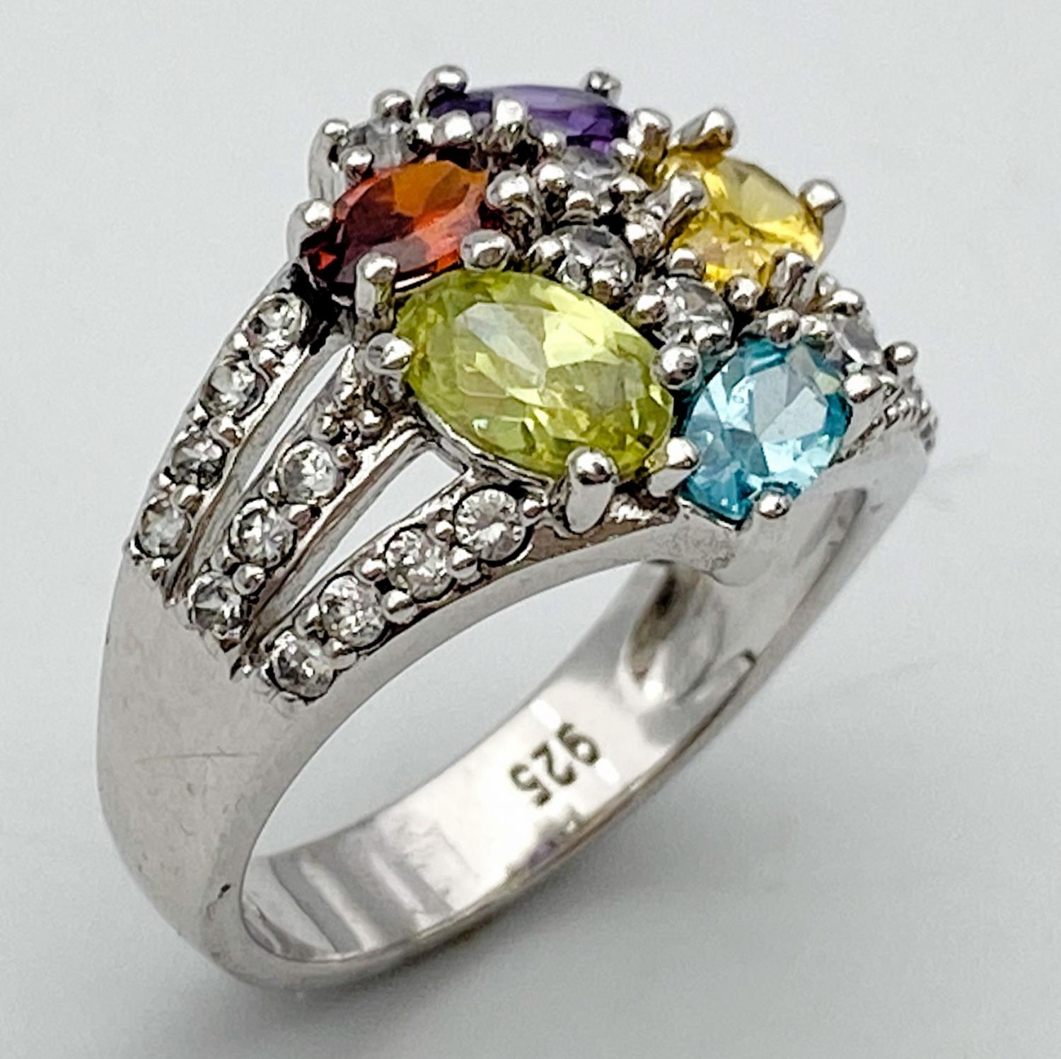 Three 925 Silver Different Style Stone Set Rings. Sizes: K, N and S. - Image 3 of 10