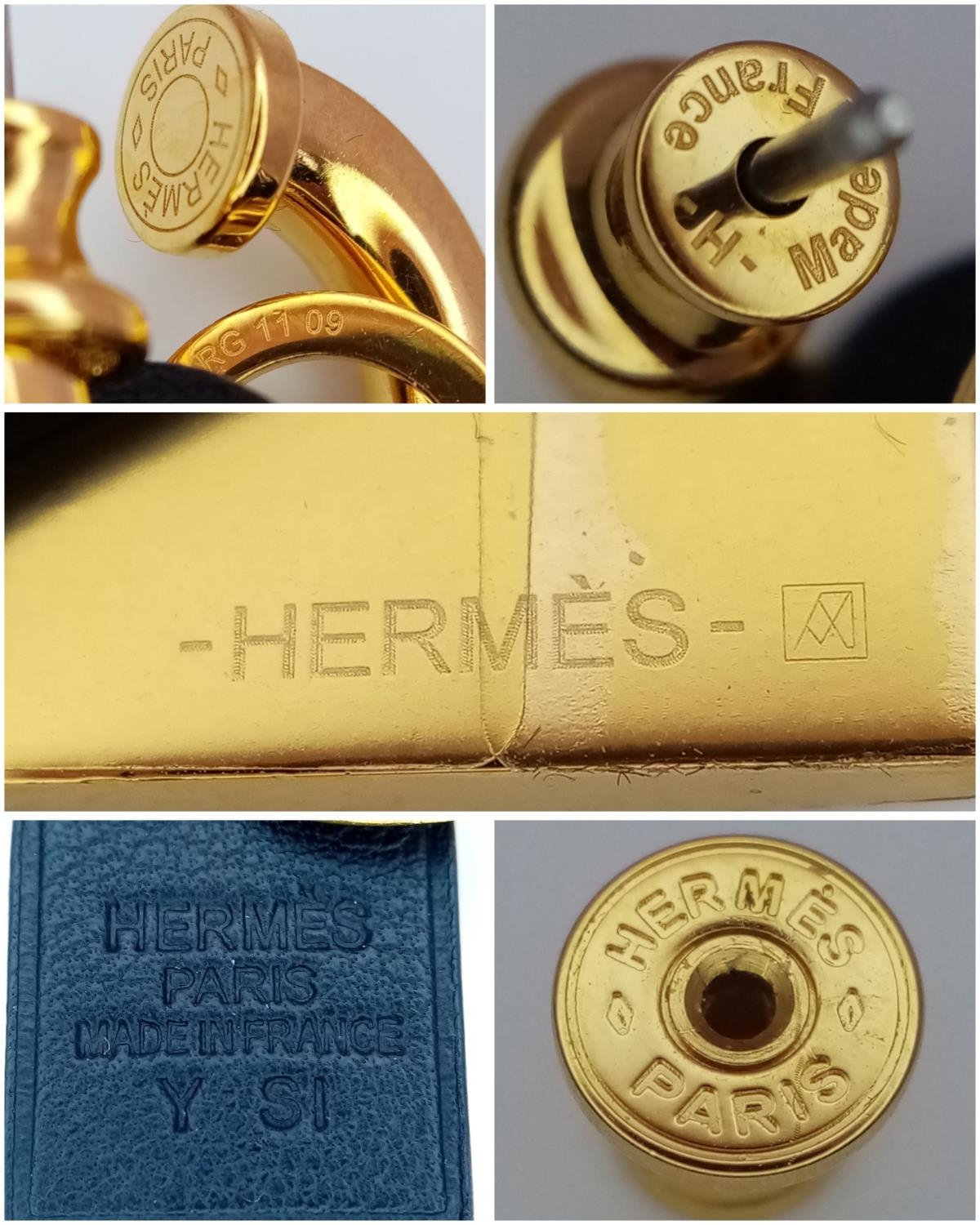 A Pair of Designer Gold Plated Hermes Padlock Earrings. Comes with original packaging. - Image 7 of 7