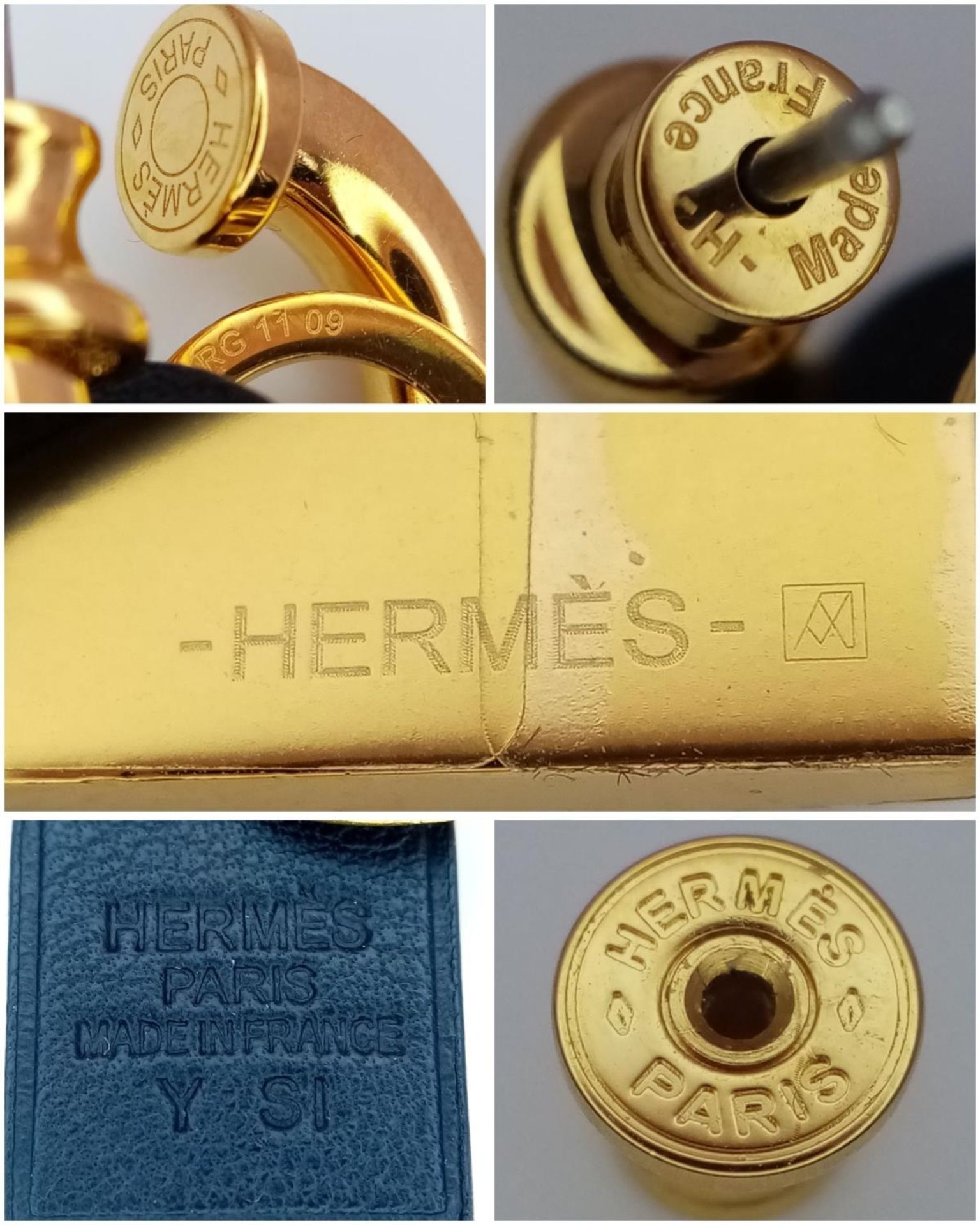 A Pair of Designer Gold Plated Hermes Padlock Earrings. Comes with original packaging. - Bild 7 aus 7