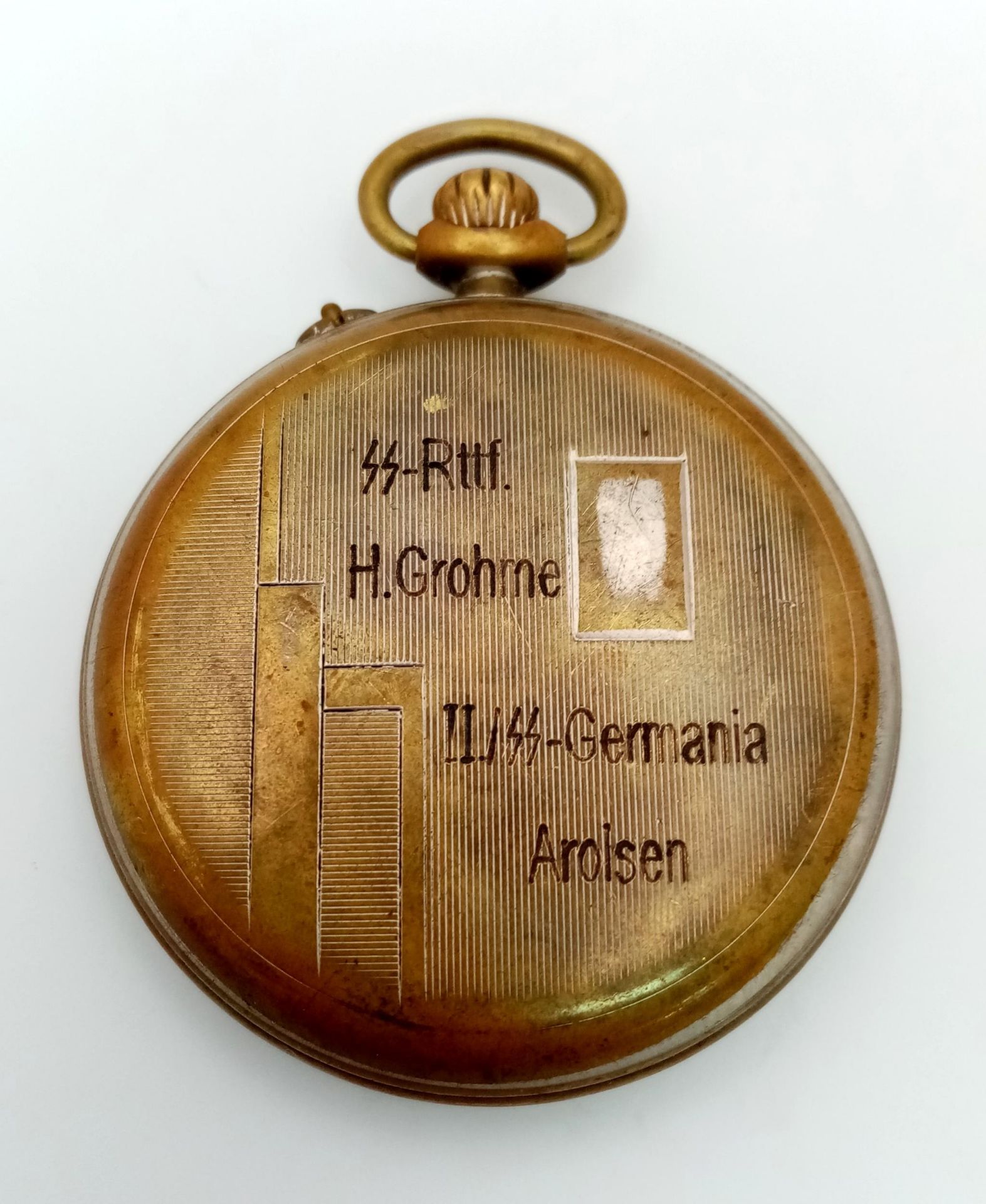 WW2 Period German Pocket Watch dedicated to a Soldier in the II/SS Germania Regiment which were - Image 4 of 4