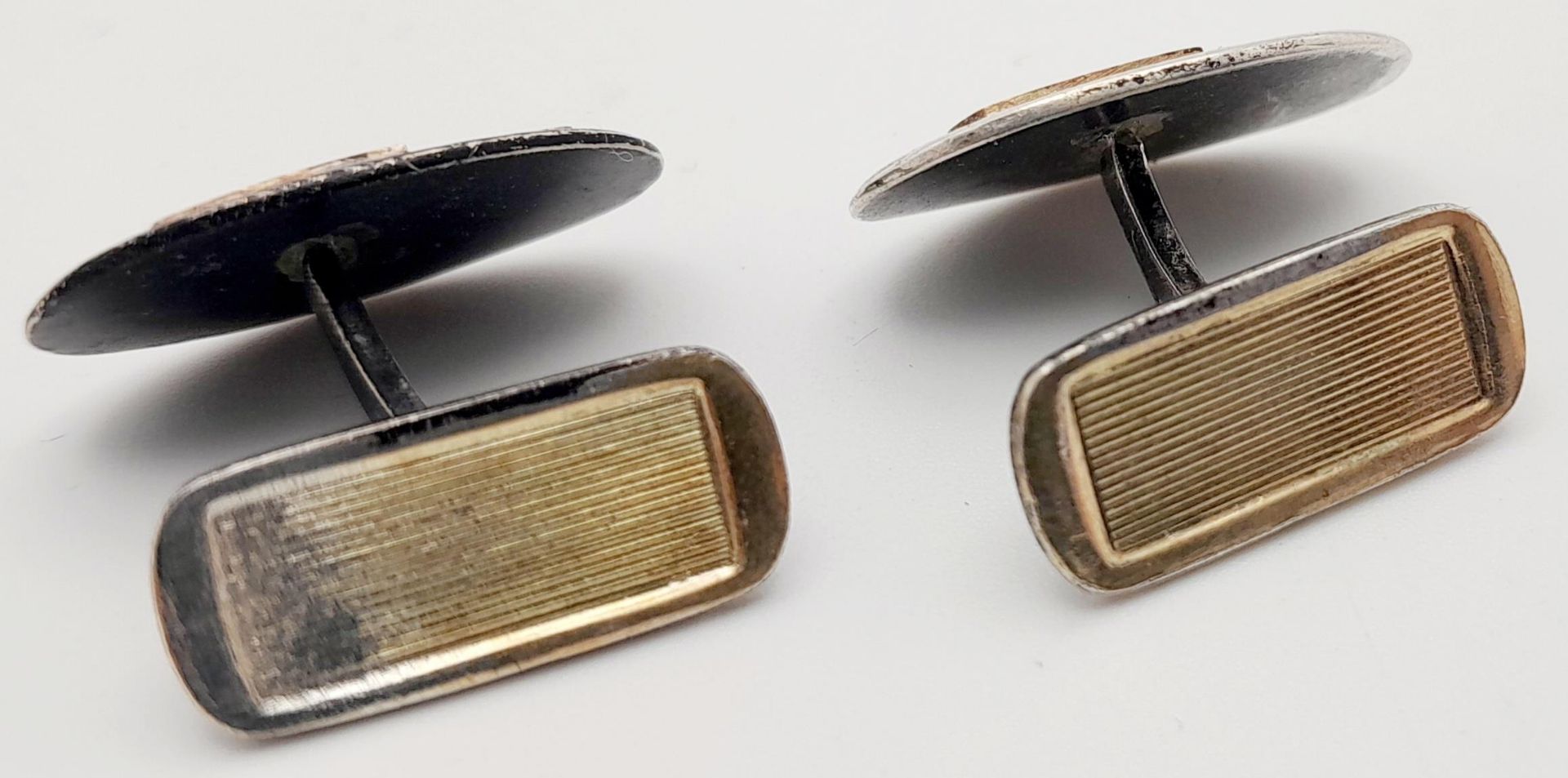 Silver and Gold Waffen SS Cuff Links. - Bild 2 aus 5