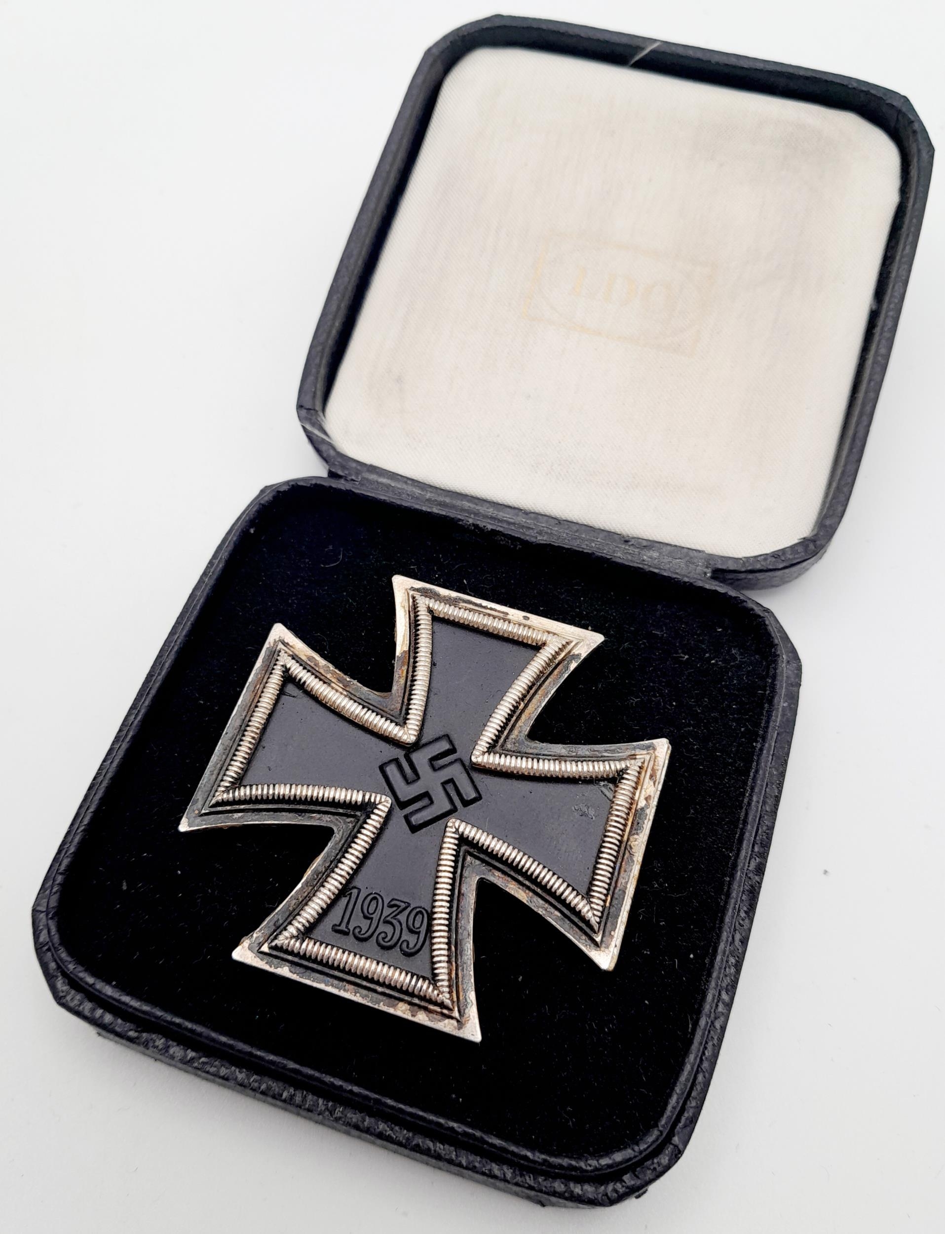 WW2 Cased German Iron Cross 1st Class. The award is of 3 part construction with an iron core. - Image 2 of 4