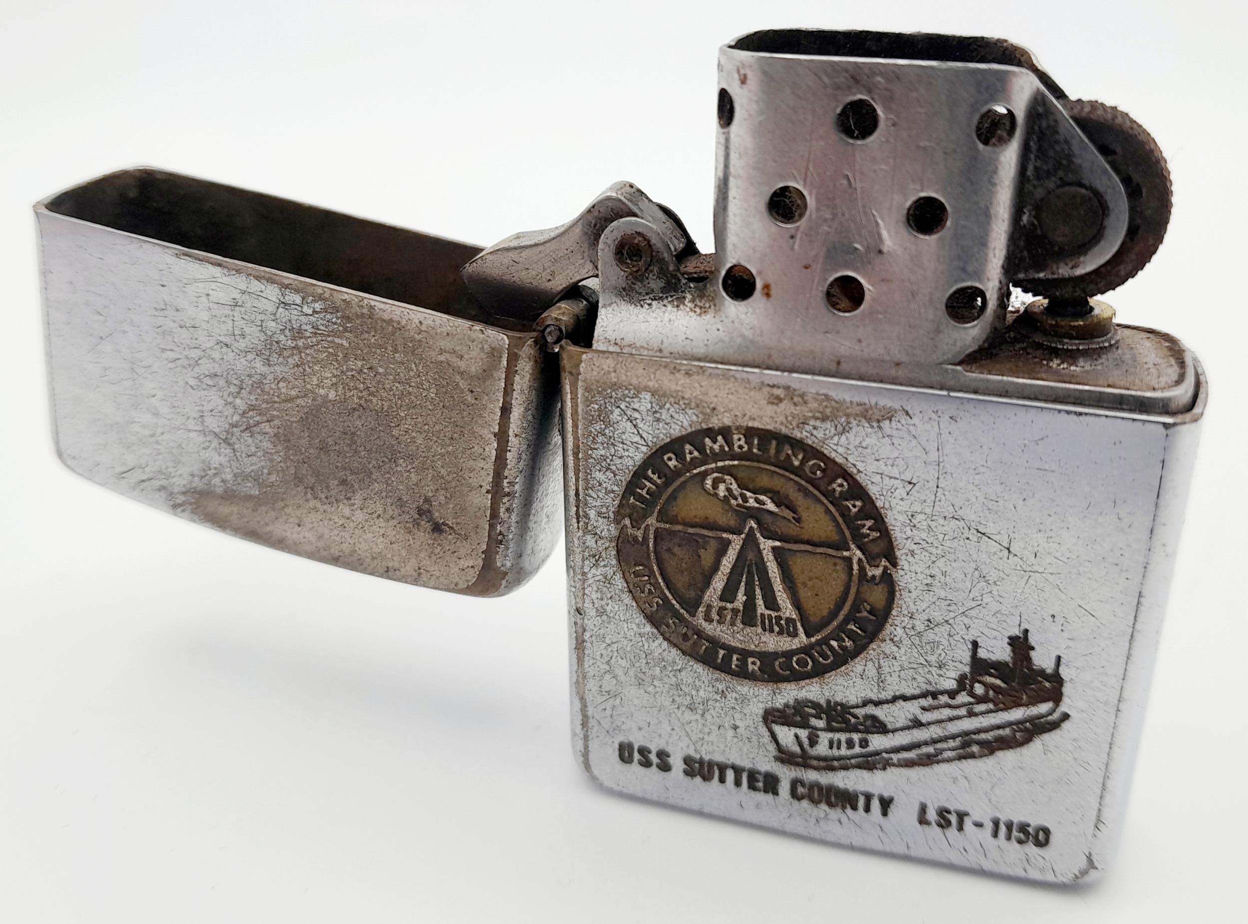 Vietnam Era Zippo Date Coded 1966. Etched to the USS Sutter County LST-1150. This Tank Landing - Image 3 of 8