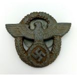 WW2 German Police Visor Cap Badge with screw back fitting for easy removal for cleaning etc.