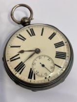 Antique SILVER POCKET WATCH with clear Hallmark for Robert John Pike, London 1873. Watch is