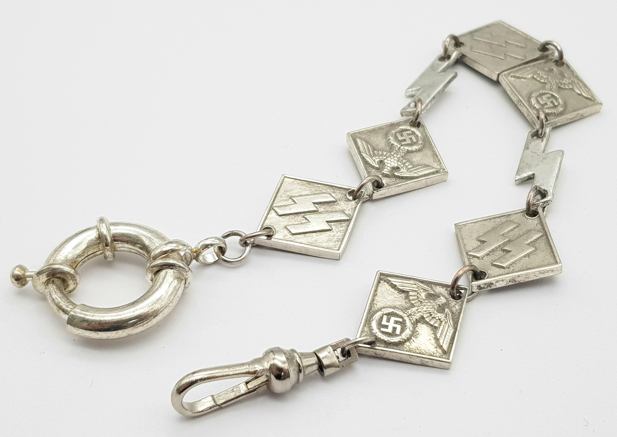 3rd Reich Patriotic Silver-Plated Watch Chain. - Bild 2 aus 4