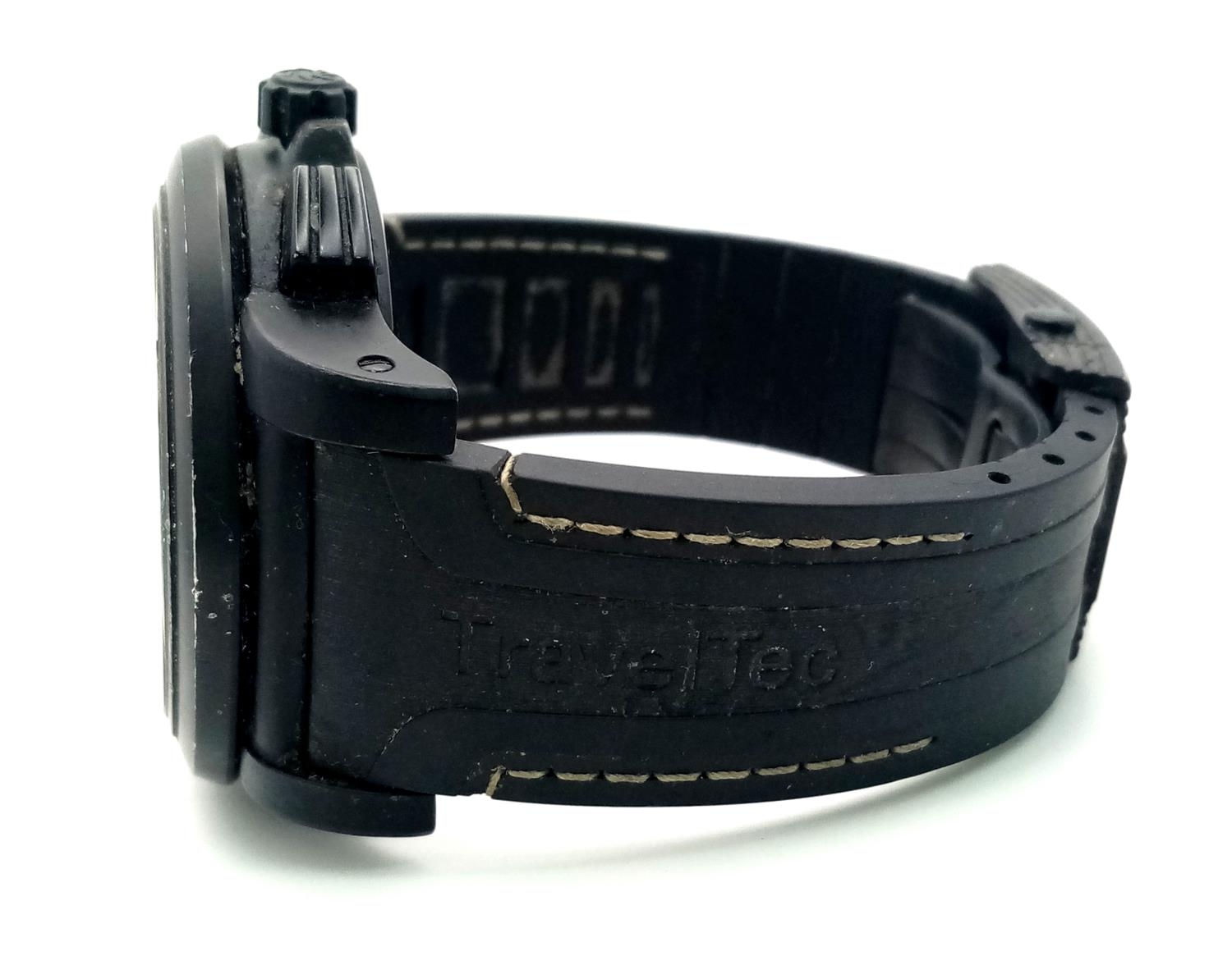 A Carl F. Bucherer Travel Tec GMT Chronograph Automatic Gents Watch. Black vulcanised rubber - Bild 5 aus 9
