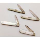 Four Vintage/Antique Mother of Pearl Fruit Knives. All fully UK hallmarked. 11cm longest knife,