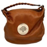 A Mulberry Tan Daria Hobo Bag. Leather exterior with gold-toned hardware, braided strap and zip