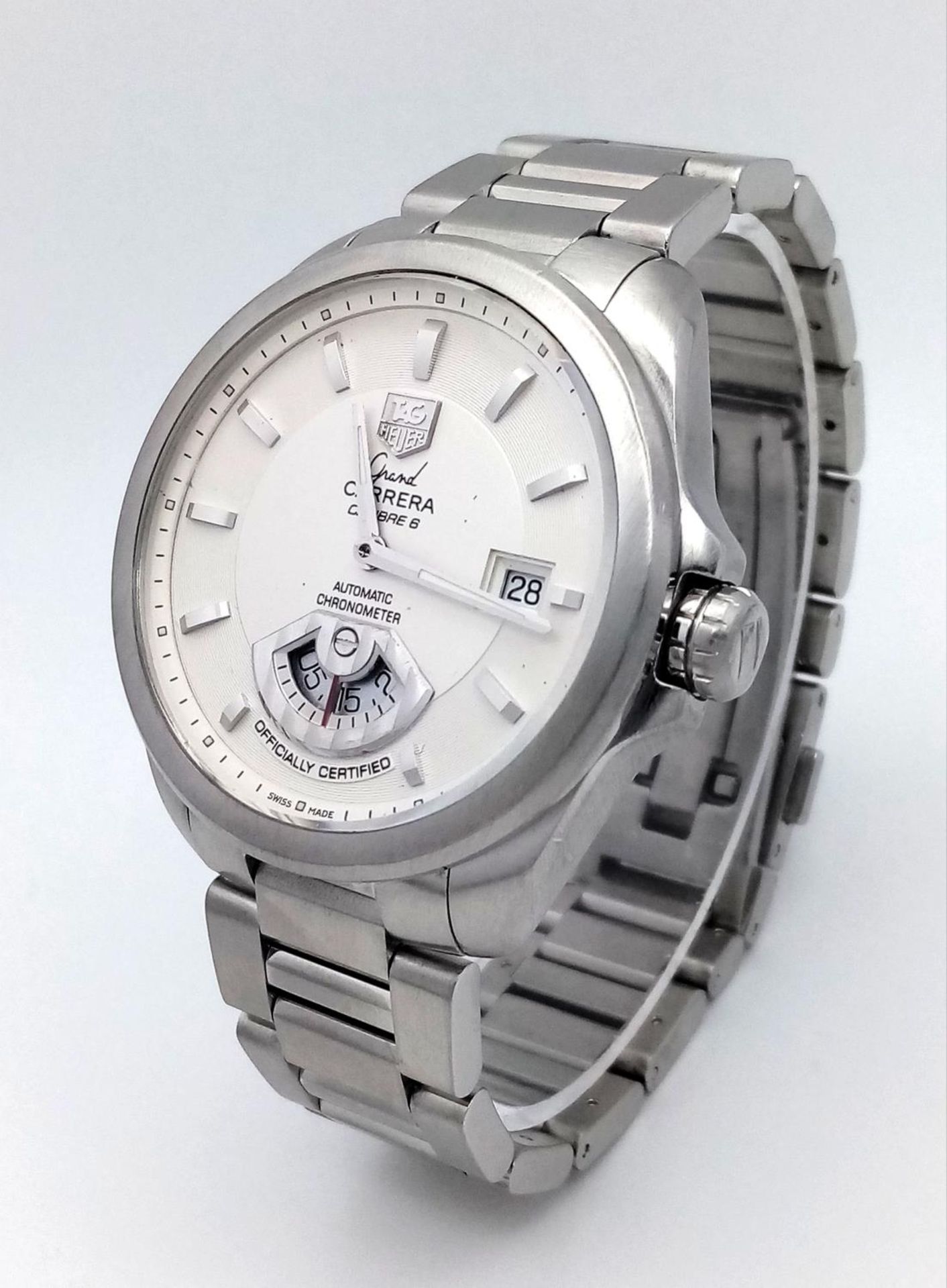 A Tag Heuer Grand Carrera Automatic Gents Watch. Stainless steel bracelet and case - 41mm. White - Image 2 of 8