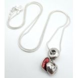 A 925 Silver Pandora Pendant on Snake Chain Necklace. 2.2cm pendant, 56cm necklace, 10.91g total