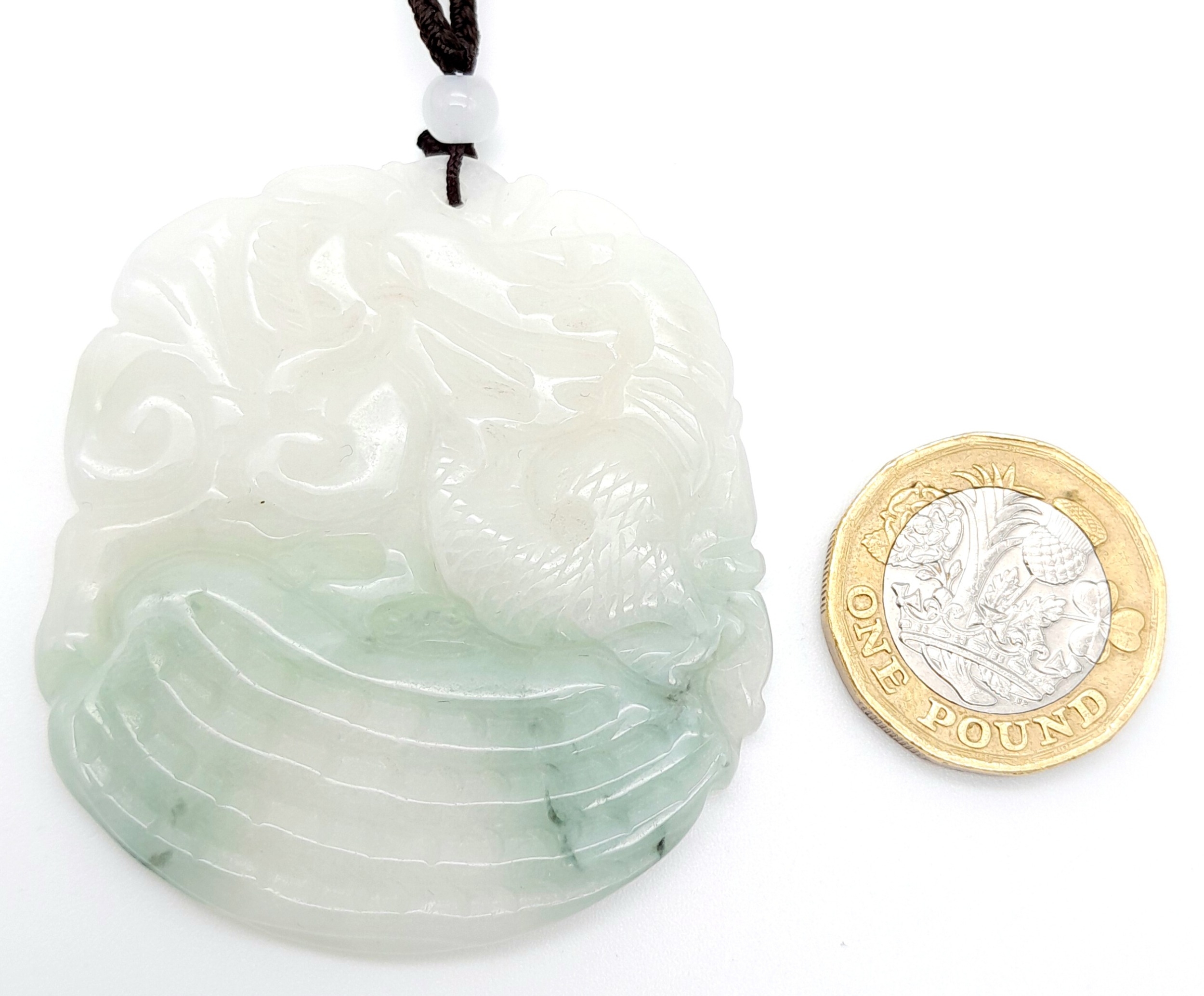 A Dragon Jade Pendant on an Adjustable Necklace. 5.5cm length. 25g total weight. - Image 4 of 4