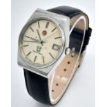 A Vintage Rado Green Horse Automatic Gents Watch. Black leather strap. Stainless steel case -