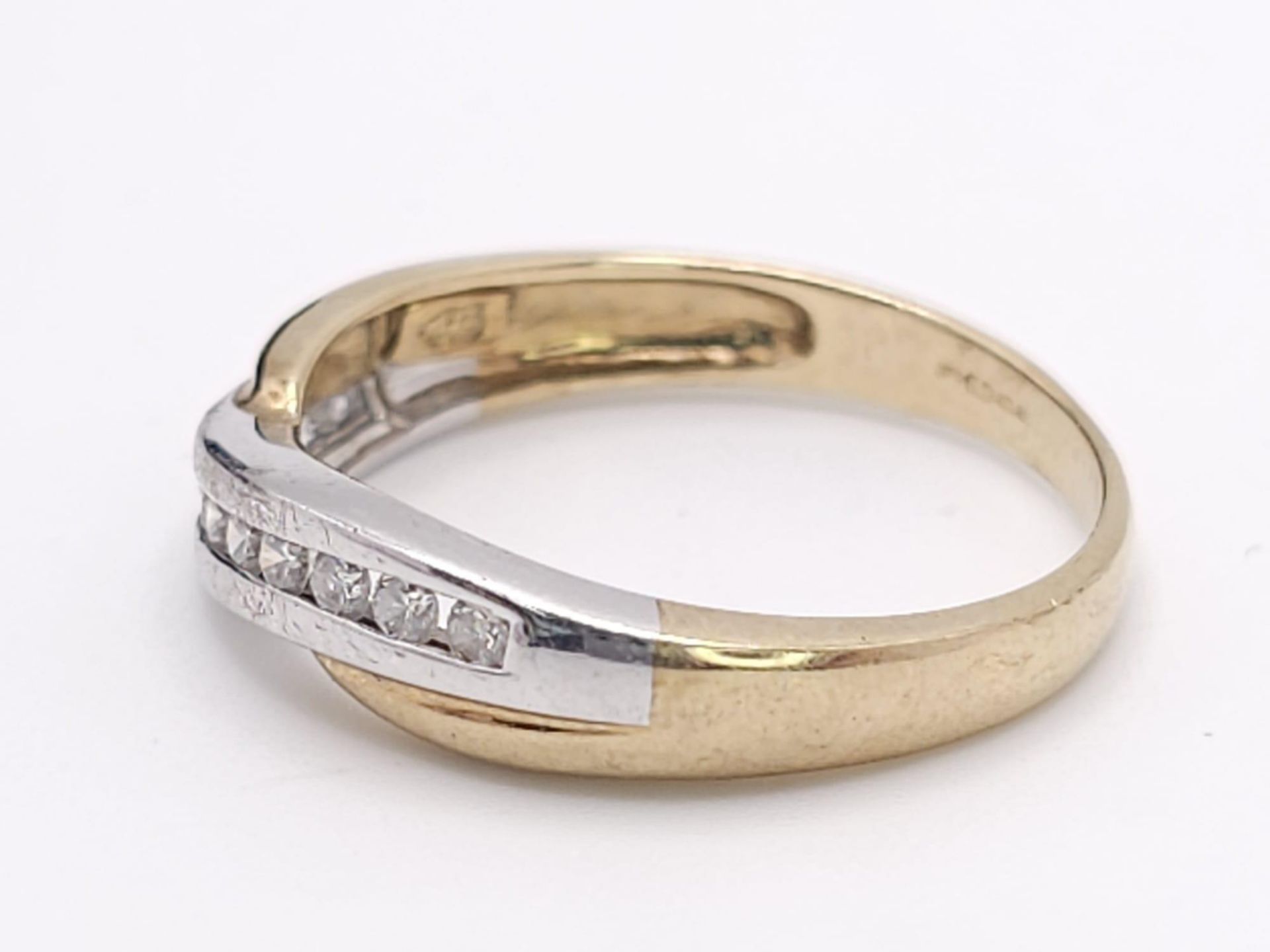 A 9K Yellow Gold and Diamond Half-Eternity Ring. 0.22ctw. 2.3g total weight. Size P. - Image 3 of 7